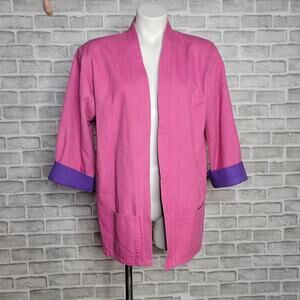 Vintage 80s Pink & Purple Open Jacket, size Medium